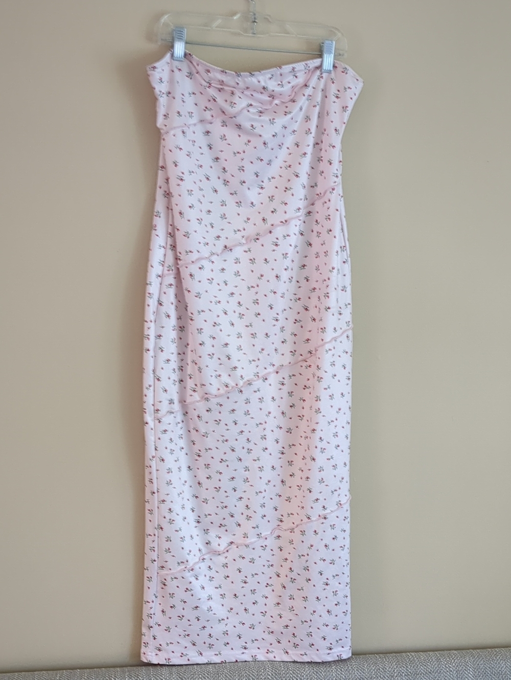 Large Shein Strapless Floral Pink Flower Dress